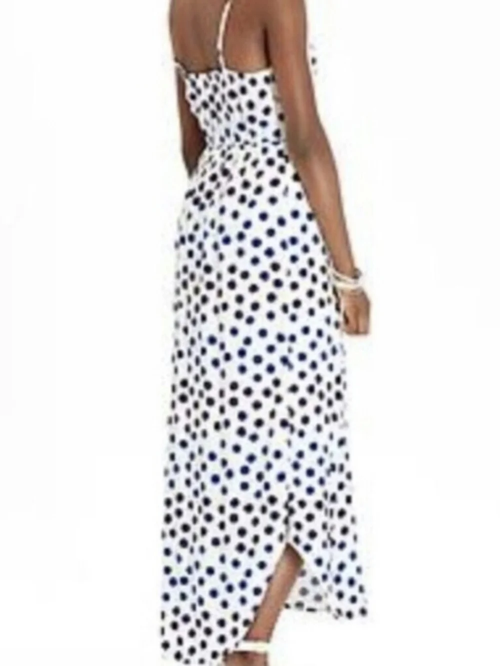 Old Navy White Maxi Dress Watercolor Style Blue Polka Dots Flowy Women XS - Picture 2 of 11